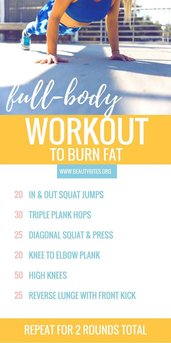 A full-body HIIT workout to lose weight, reduce fat and get toned! We did this workout at home twice: 1st time in 17 min, 2nd time: 15 min!…