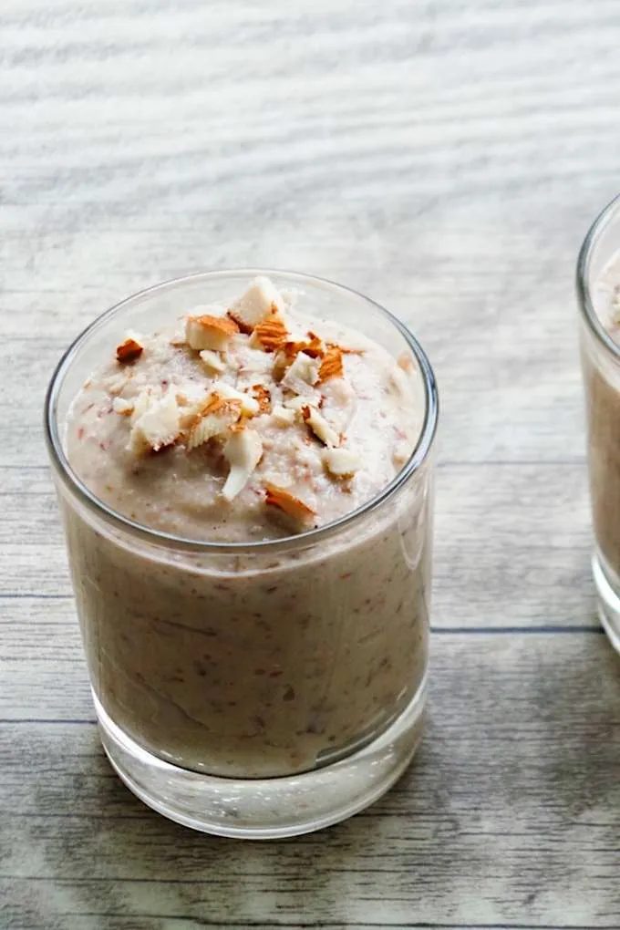 Healthy almond banana pudding - this is a healthy guilt-free, sugar-free, paleo and vegan dessert recipe that you can make in 5 minutes…