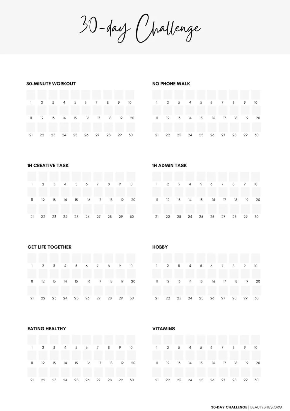 Self-improvement challenge for 30 days