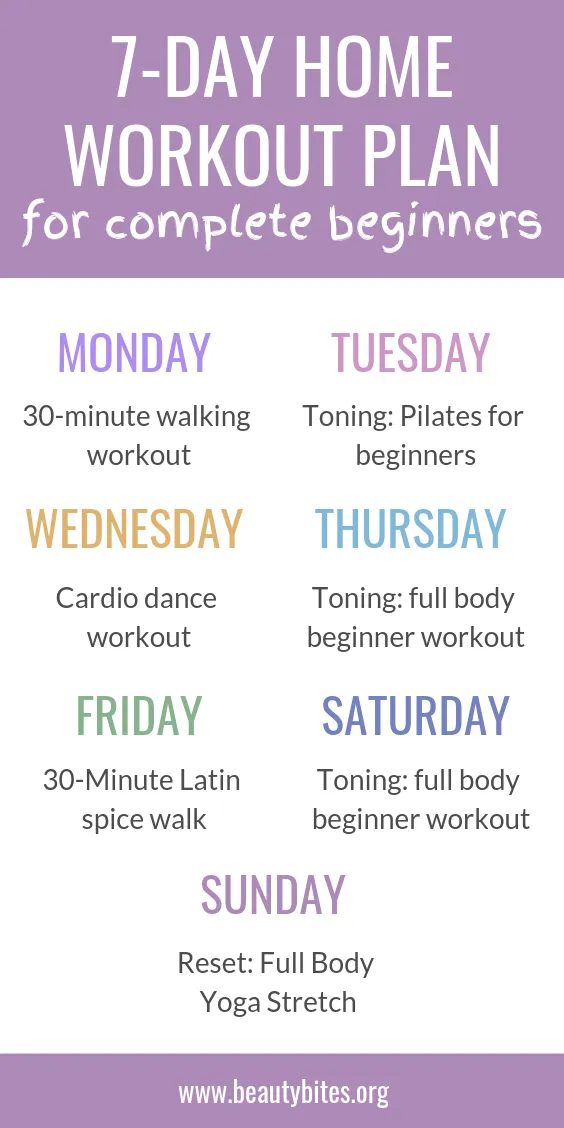 At home workout plan for complete beginners for 7 days