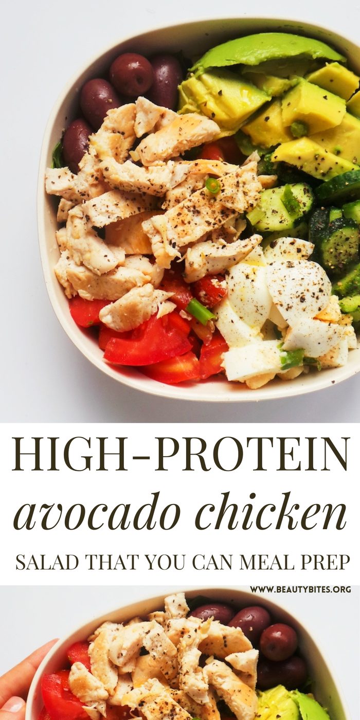 High-protein avocado chicken salad, meal prep