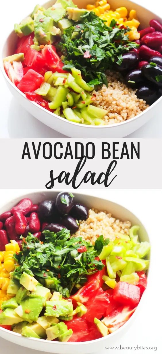 Avocado and bean salad recipe | vegan + meal prep option