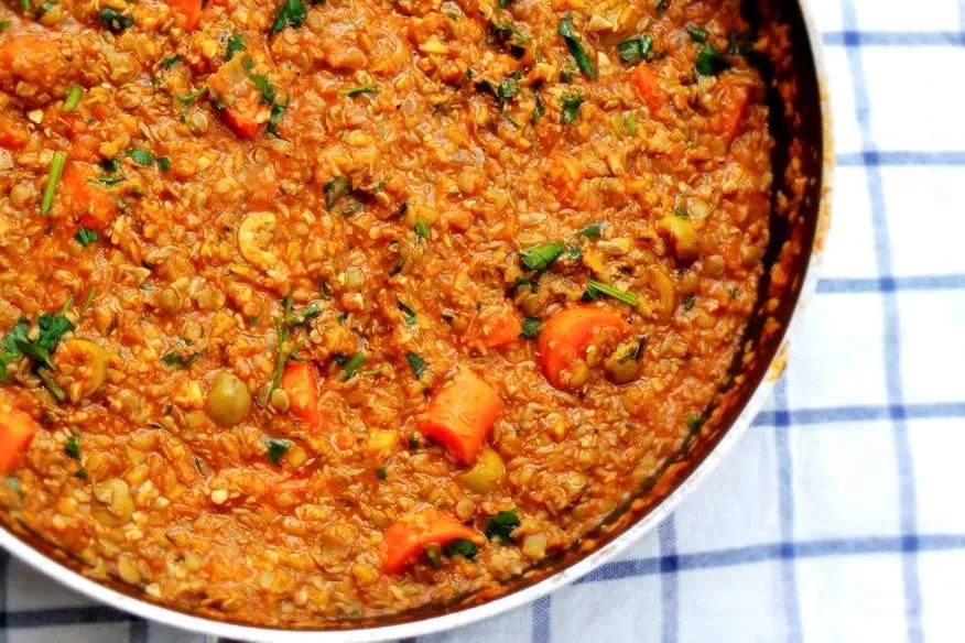 Pasta bolognese – high-fiber, no tofu, lentils, vegan