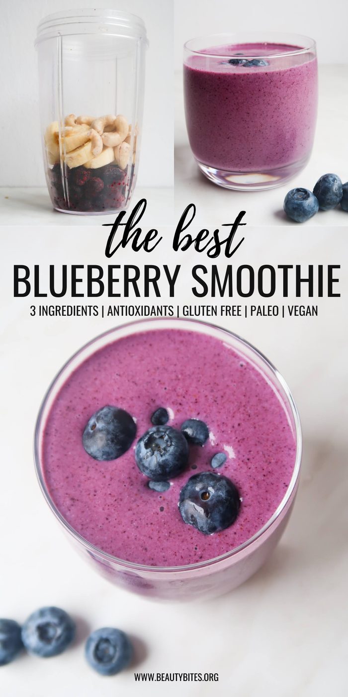 3-ingredient blueberry smoothie, healthy snack!