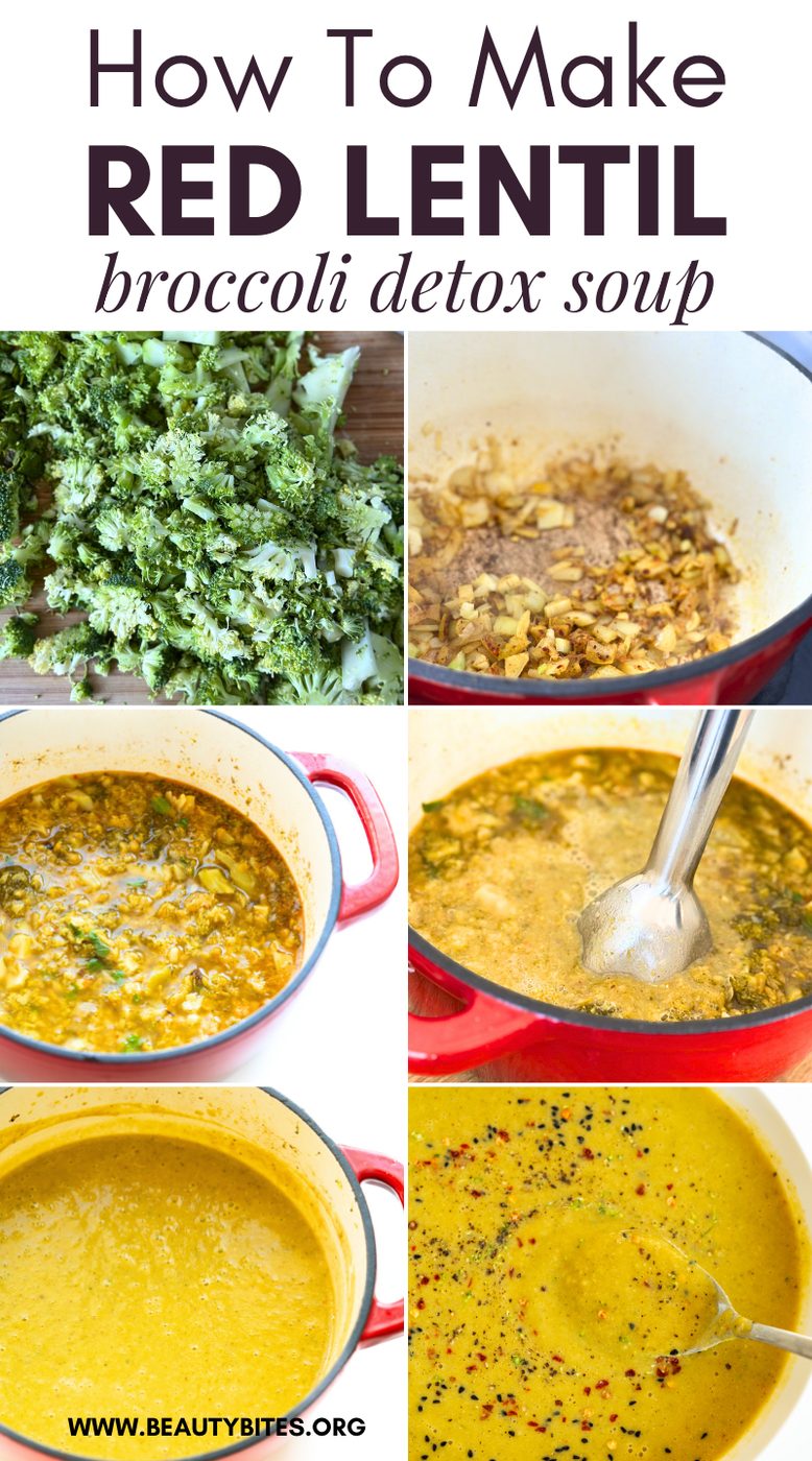 Broccoli red lentil detox soup