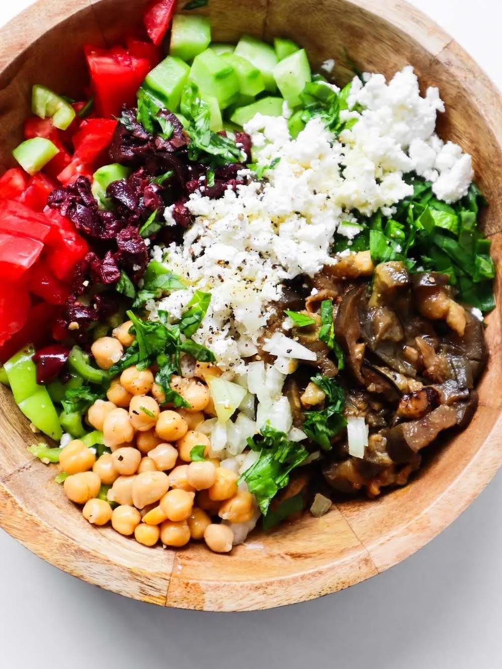 Healthy chickpea eggplant salad - a tasty Mediterranean side dish with some cooked meat or fish or as an simple healthy lunch on its own…