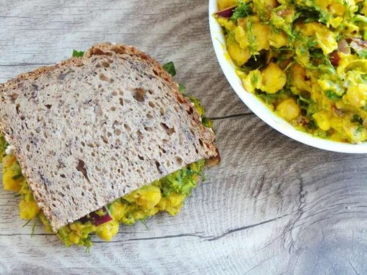 Chickpea salad for sandwiches with a secret ingredient, vegan, gluten-free