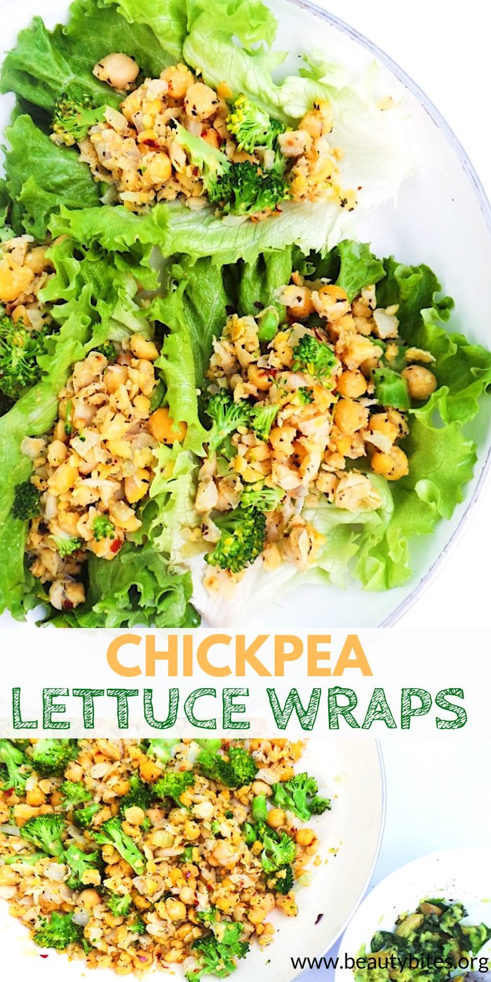 10-minute chickpea scramble lettuce wraps
