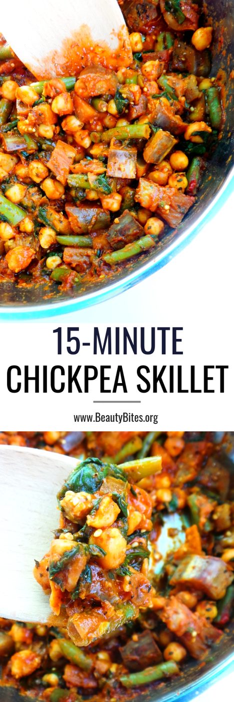 15-minute chickpea skillet - healthy vegan dinner recipe that you can use in wraps, bowls or enjoy like this! This chickpea recipe is…