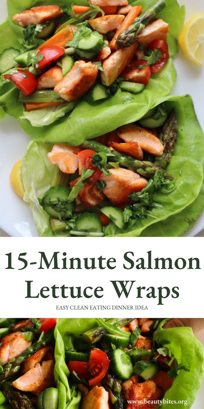 Clean eating salmon lettuce wraps