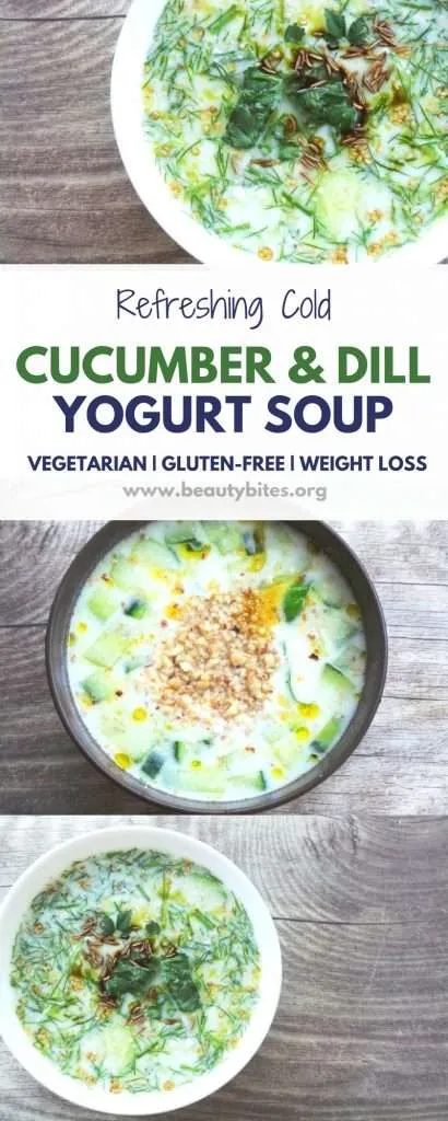 Cold yogurt soup with cucumbers and dill