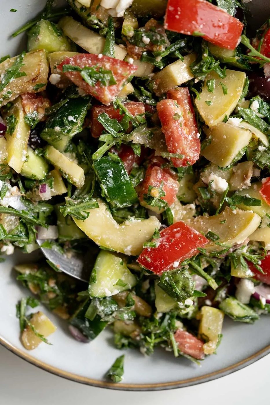 tomato cucumber zucchini salad - an simple Mediterranean recipe to make for lunch or as a side