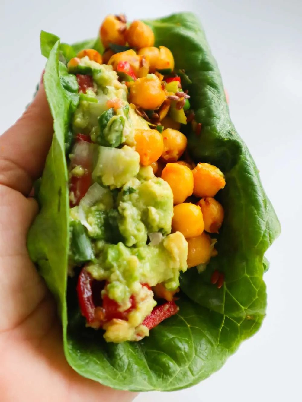 Curried chickpea lettuce wraps