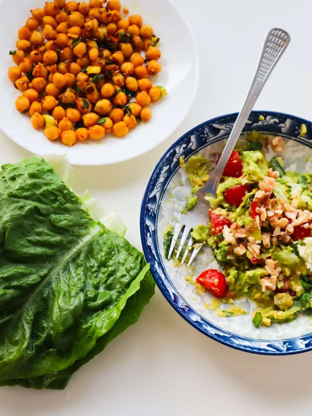 Curried chickpea lettuce wraps