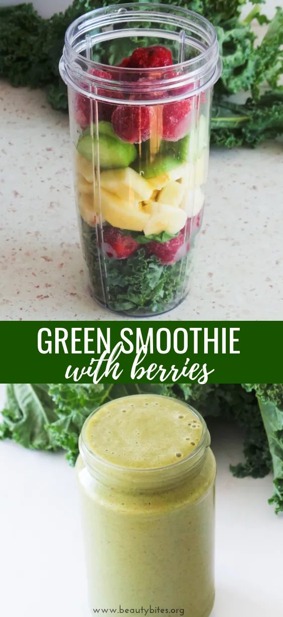 Kale smoothie recipe with banana & srawberries