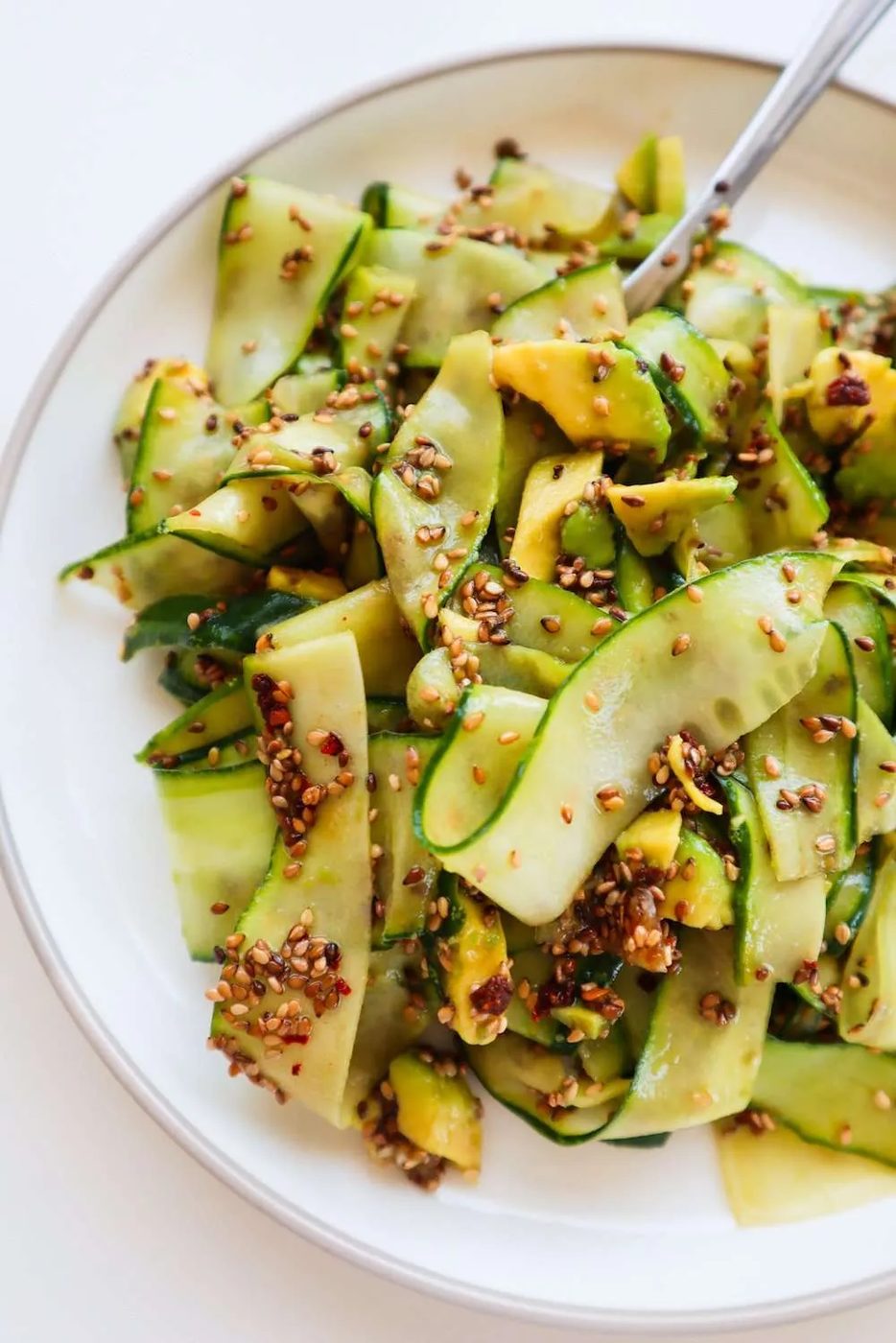 Avocado sesame cucumber salad, simple