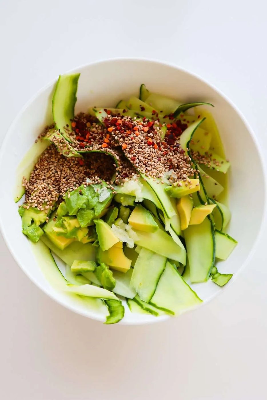 Avocado sesame cucumber salad, simple