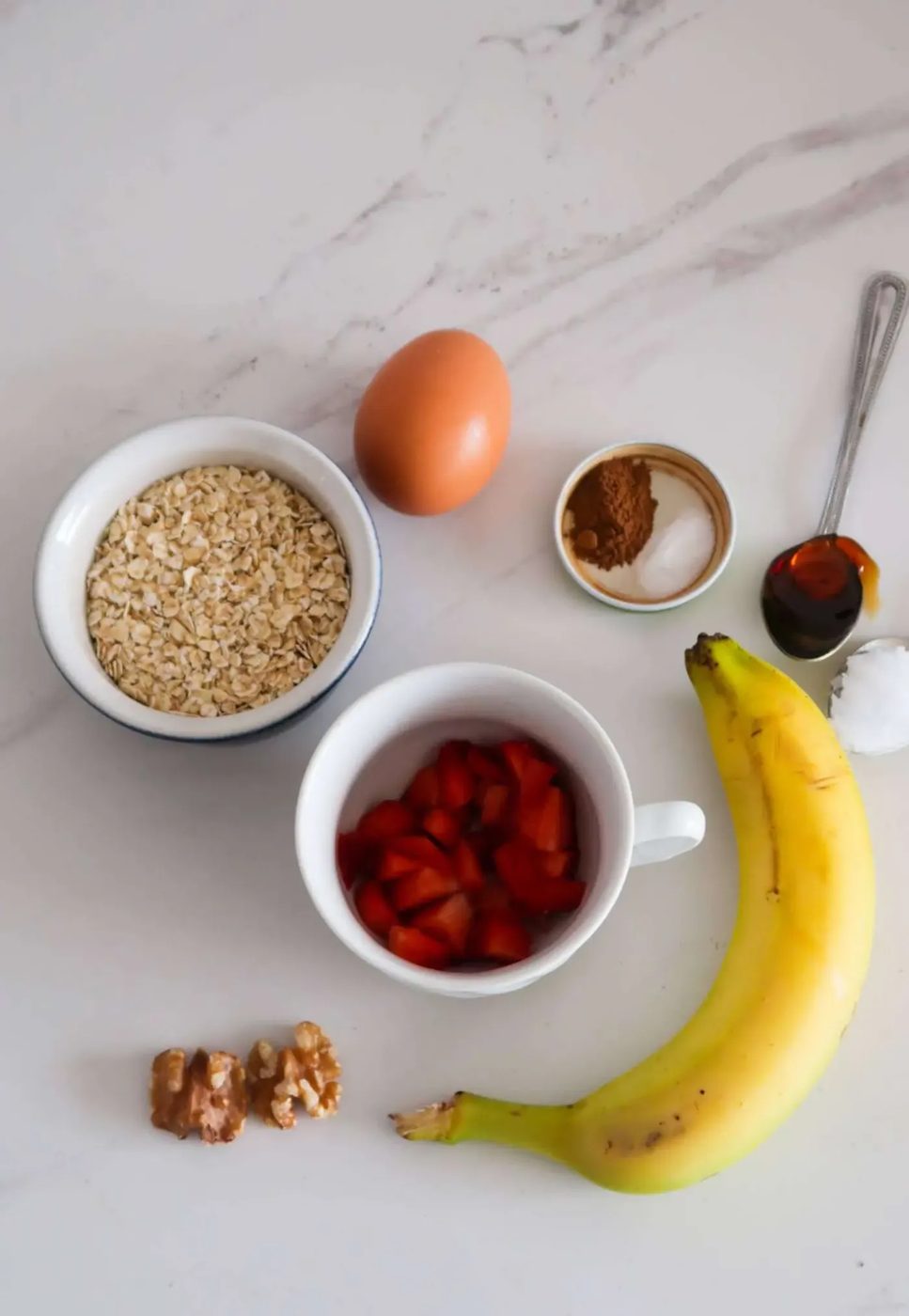 Strawberry banana oatmeal pancakes, no flour, no dairy