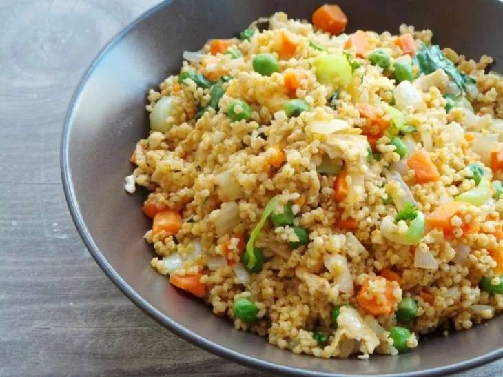 Vegetable fried millet, vegetarian and gluten-free