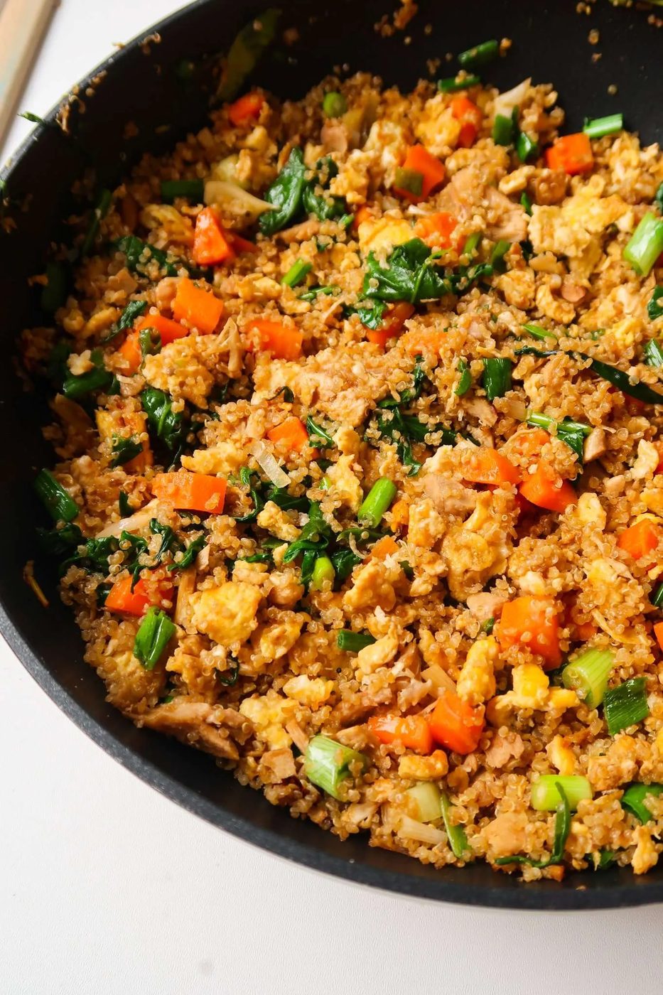 quinoa fried rice with chicken - gluten and dairy free dinner idea