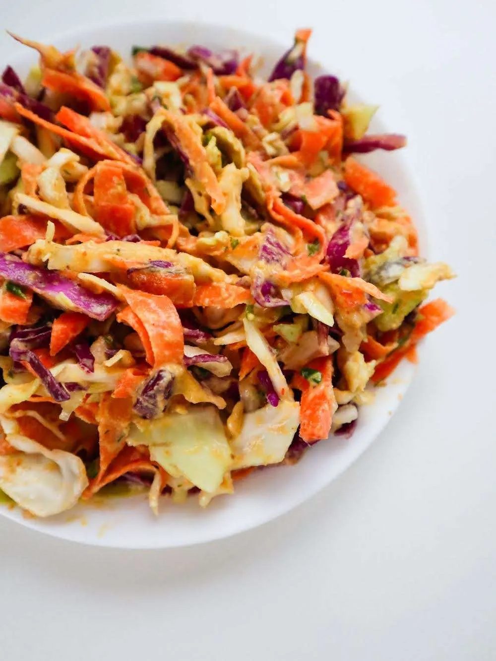 Cabbage salad with sweet and spicy dressing, healthy