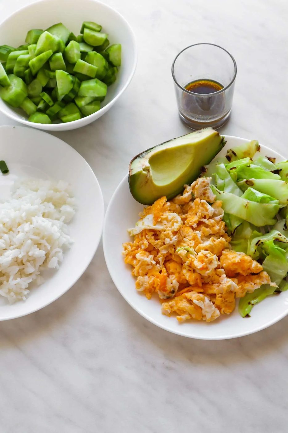 Fried rice breakfast bowl, healthy