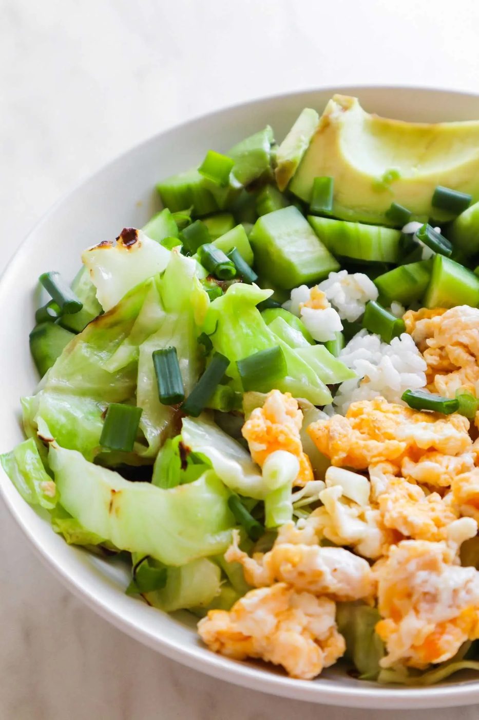Fried rice breakfast bowl, healthy