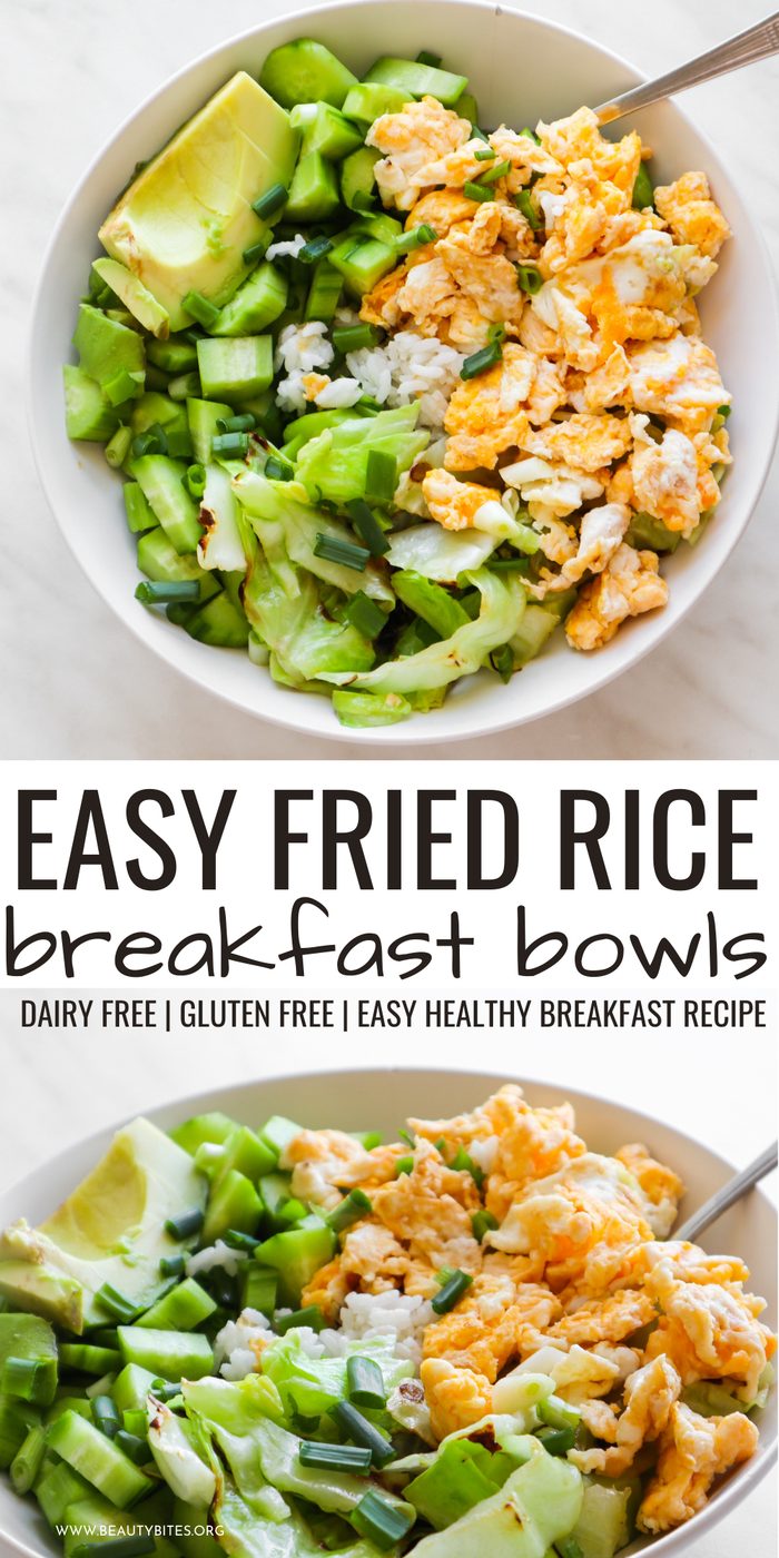 Fried rice breakfast bowl, healthy