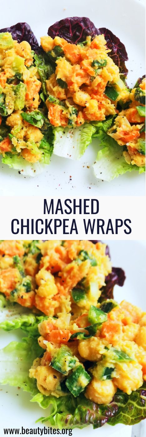 Mashed chickpea salad, healthy