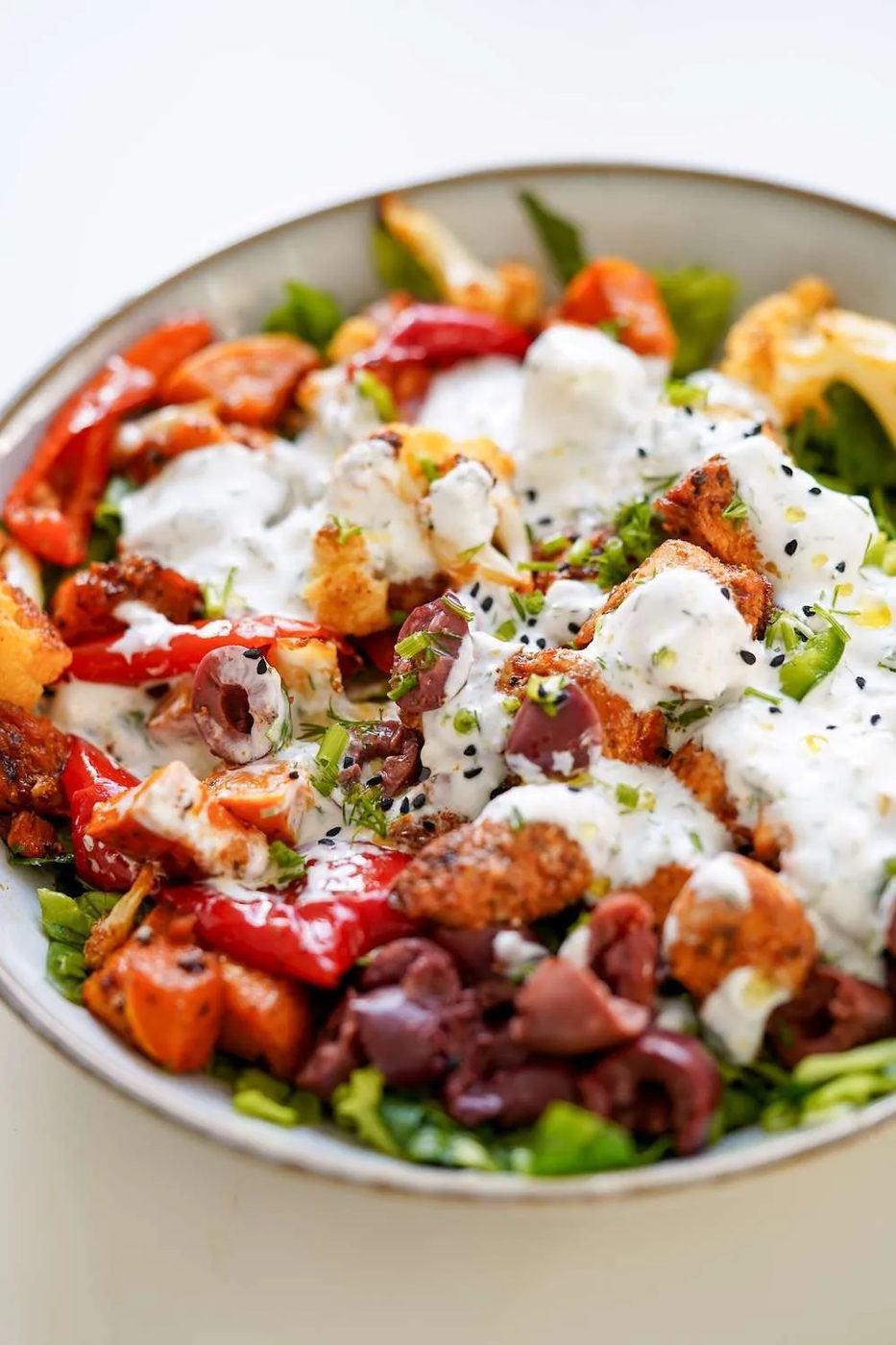 These high-fiber high-protein roasted vegetable chicken bowls are one of the most satisfying clean eating dinner recipes that you can meal…