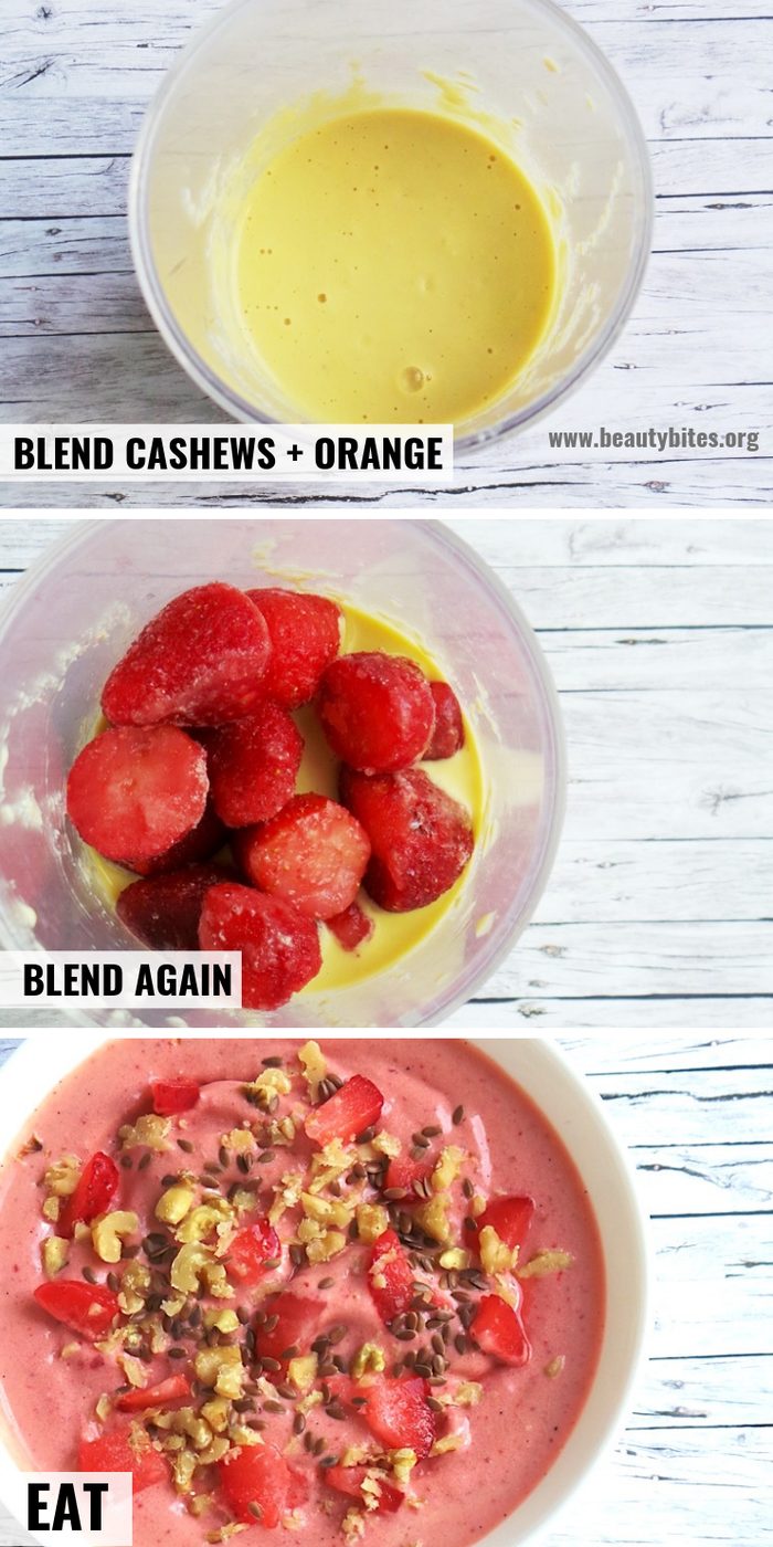 Strawberry smoothie bowl recipe – no banana, healthy
