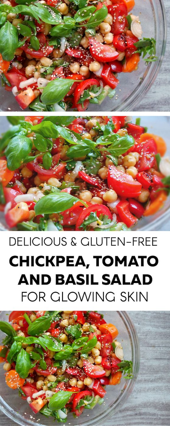 Tomato chickpea salad with basil! This is a refreshing, simple healthy salad that you can share with your family at dinner or have for a…