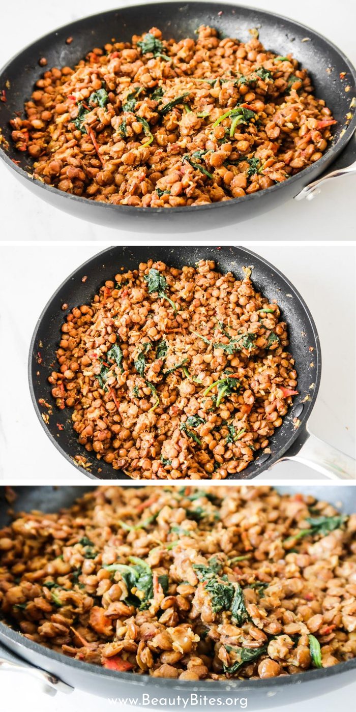 Vegan lentil bowls, healthy