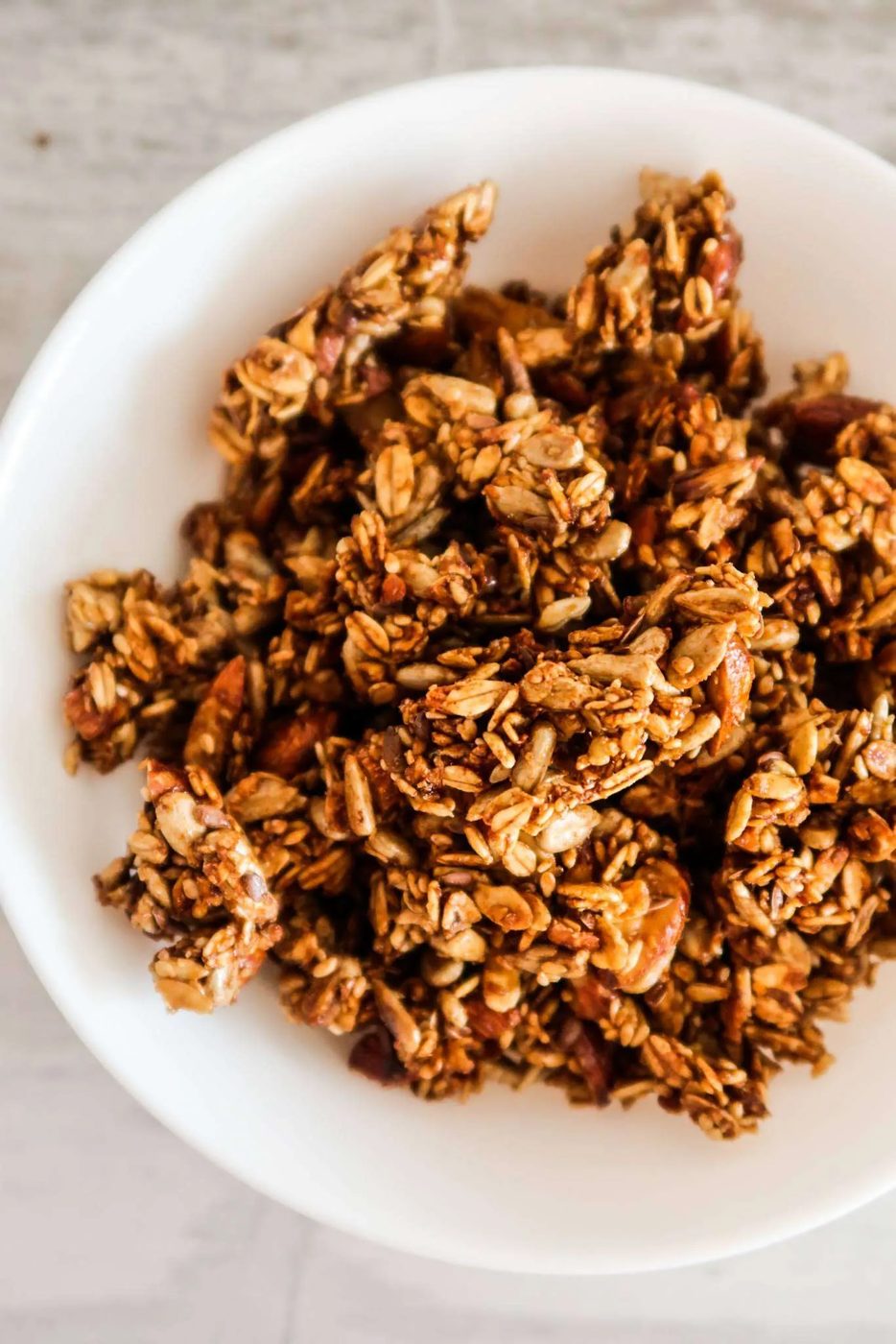 Home-cooked healthy granola, in a pan