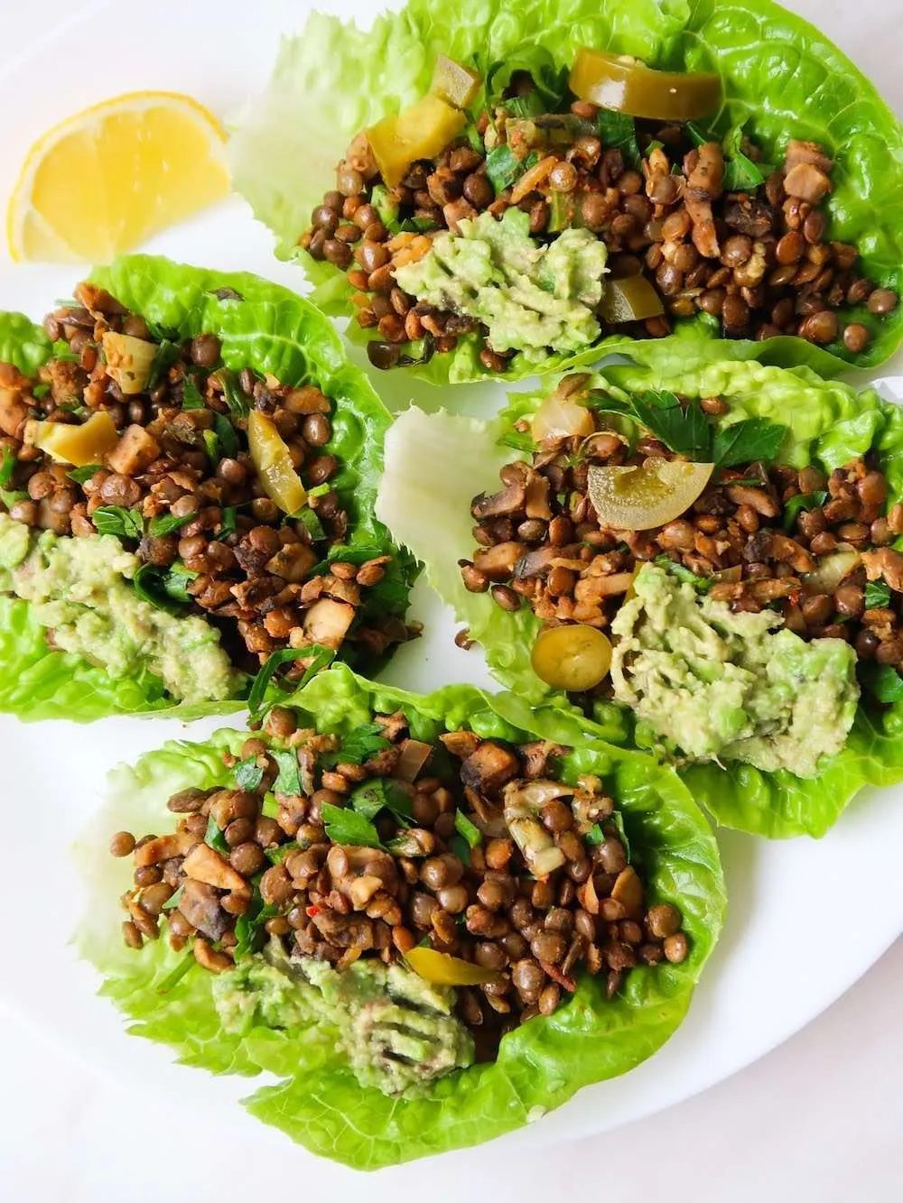 10-minute lentil lettuce tacos
