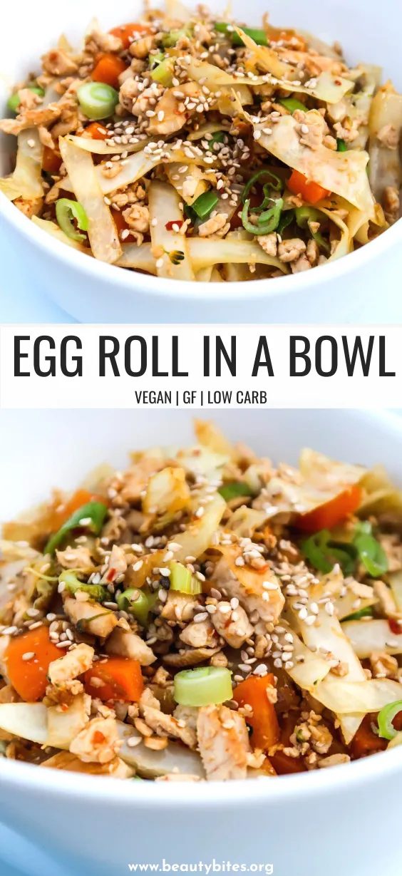 Low carb vegan egg roll in a bowl