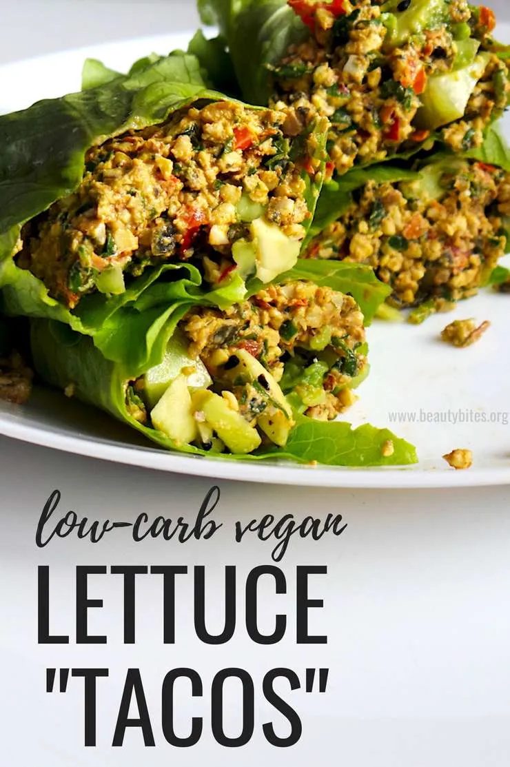 Notable simple and healthy low-carb vegan lettuce tacos! The meat is made from nuts, tomatoes and spices - this is a satisfying paleo vegan…