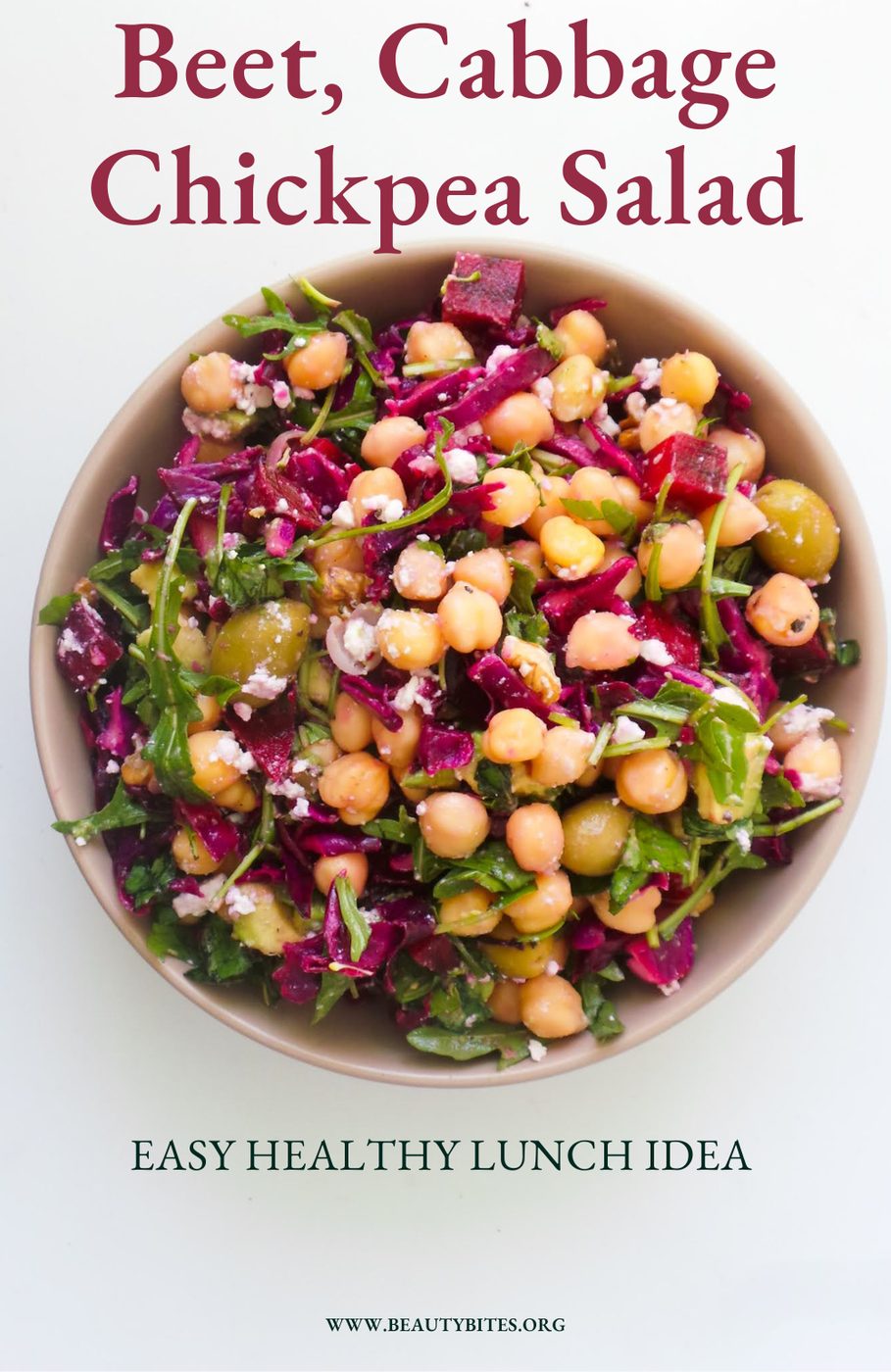 Mediterranean beets cabbage and chickpea salad