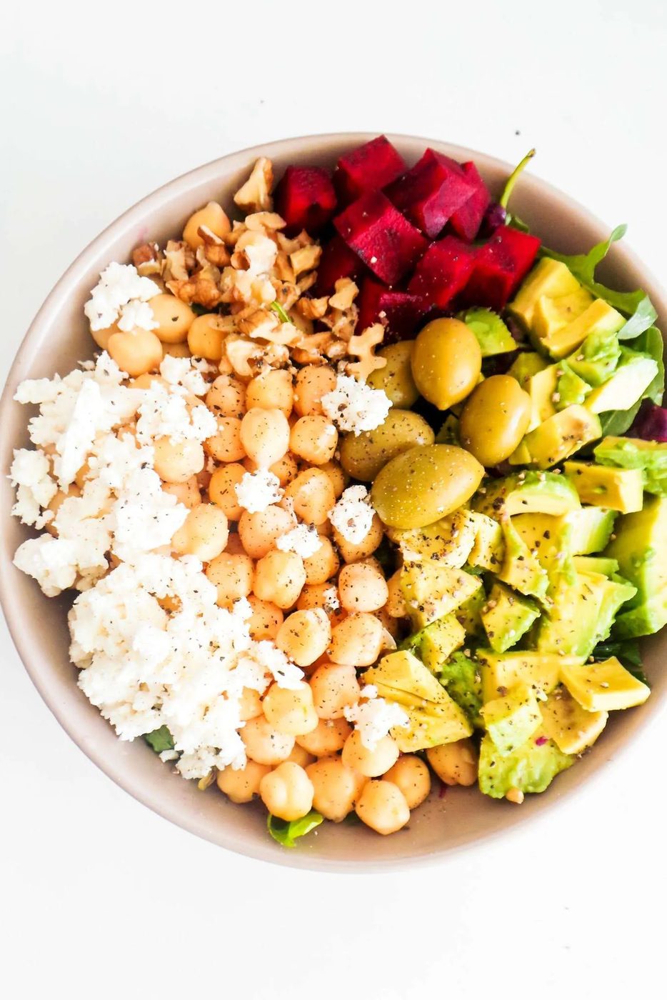 Mediterranean beets cabbage and chickpea salad