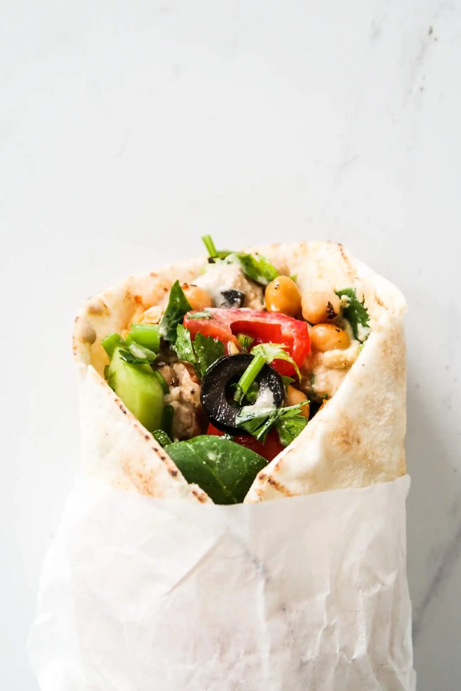 Mediterranean chickpea wraps, meal prep option