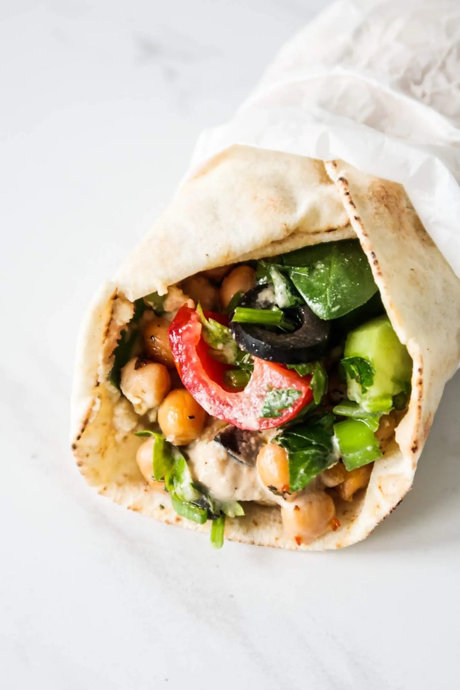 Mediterranean chickpea wraps, meal prep option