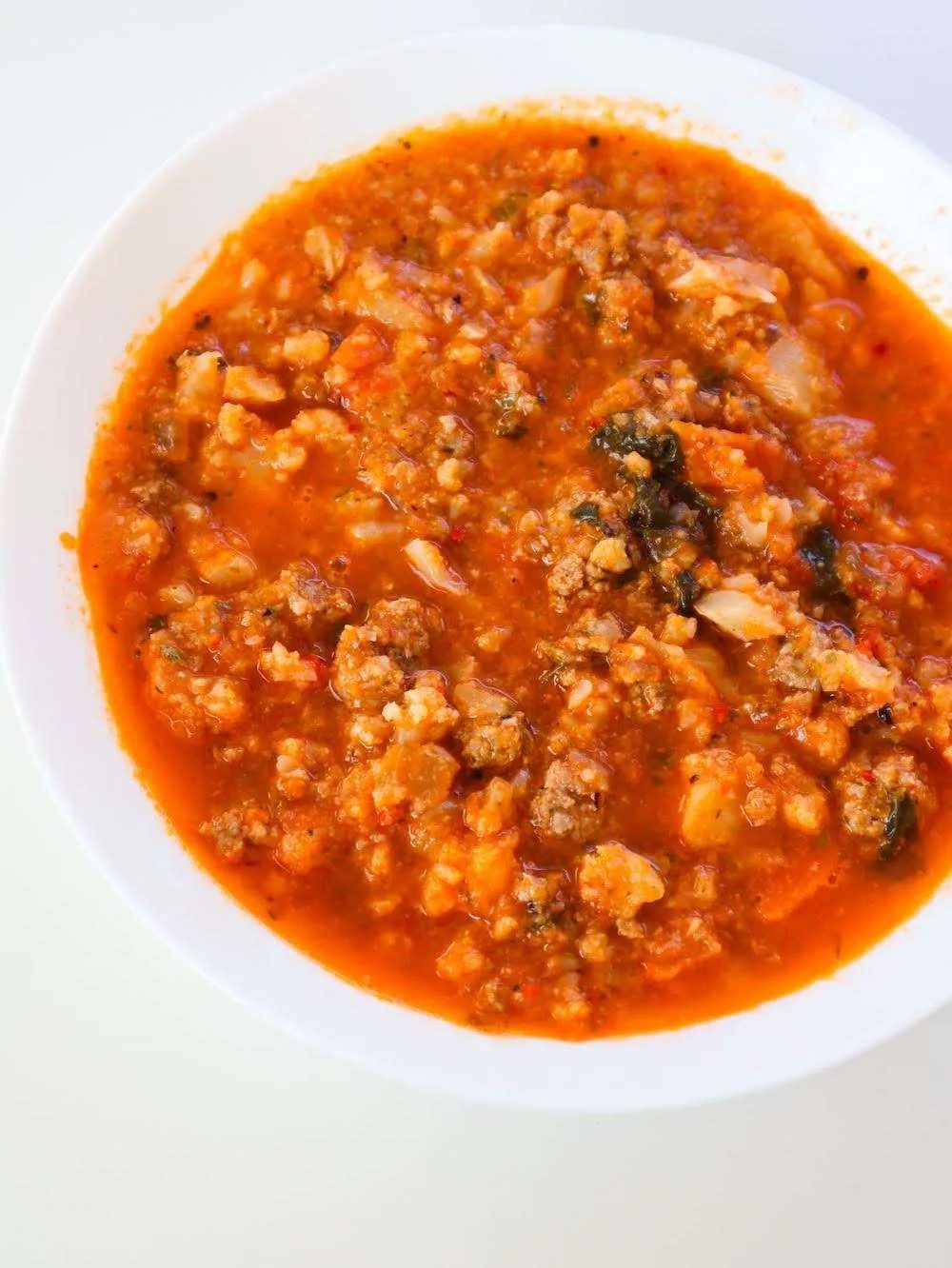 Mediterranean ground beef and cauliflower soup