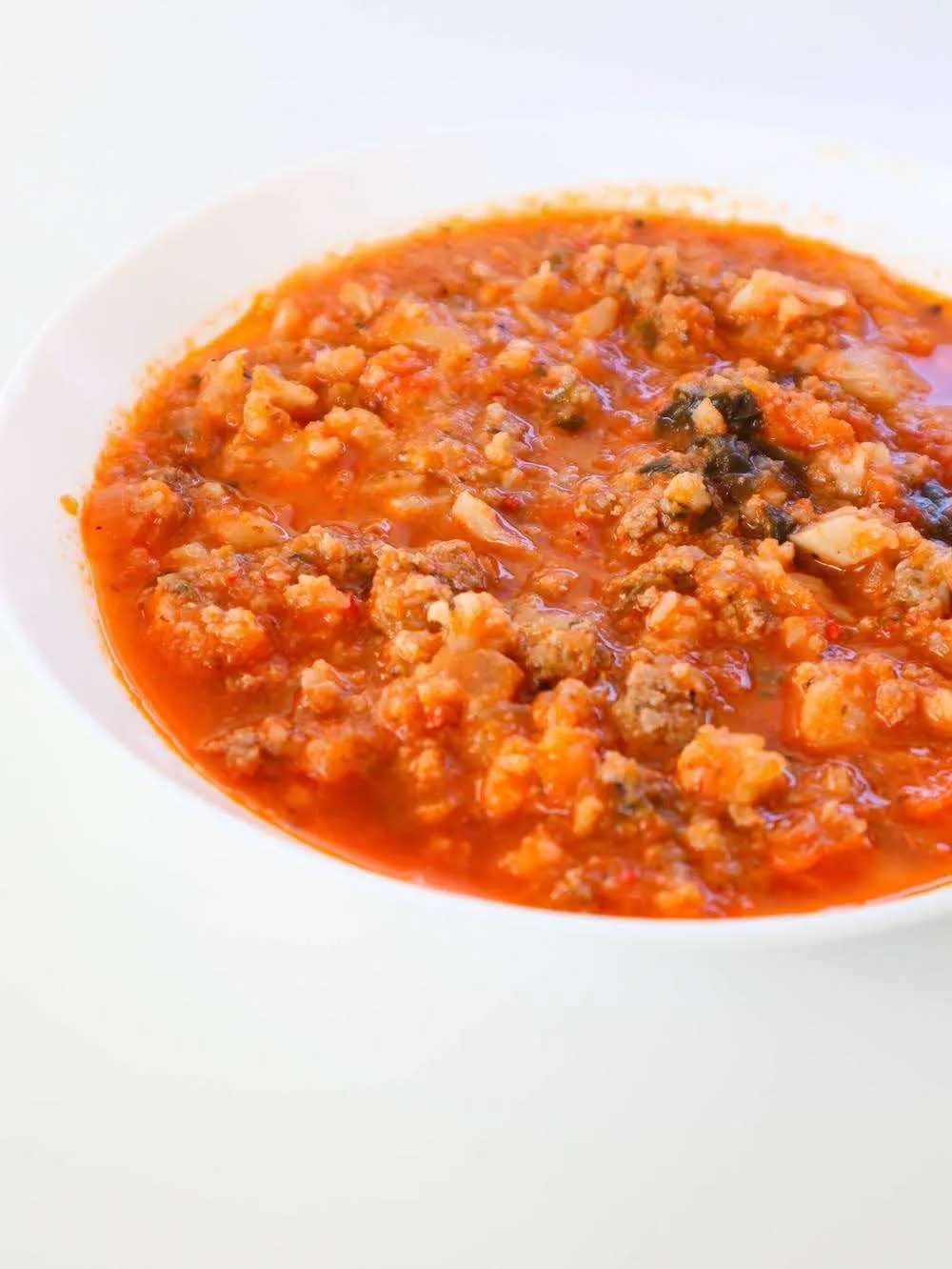 Mediterranean ground beef and cauliflower soup