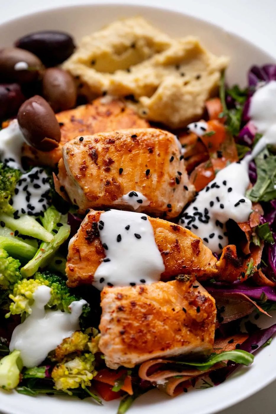 Mediterranean salmon bowl