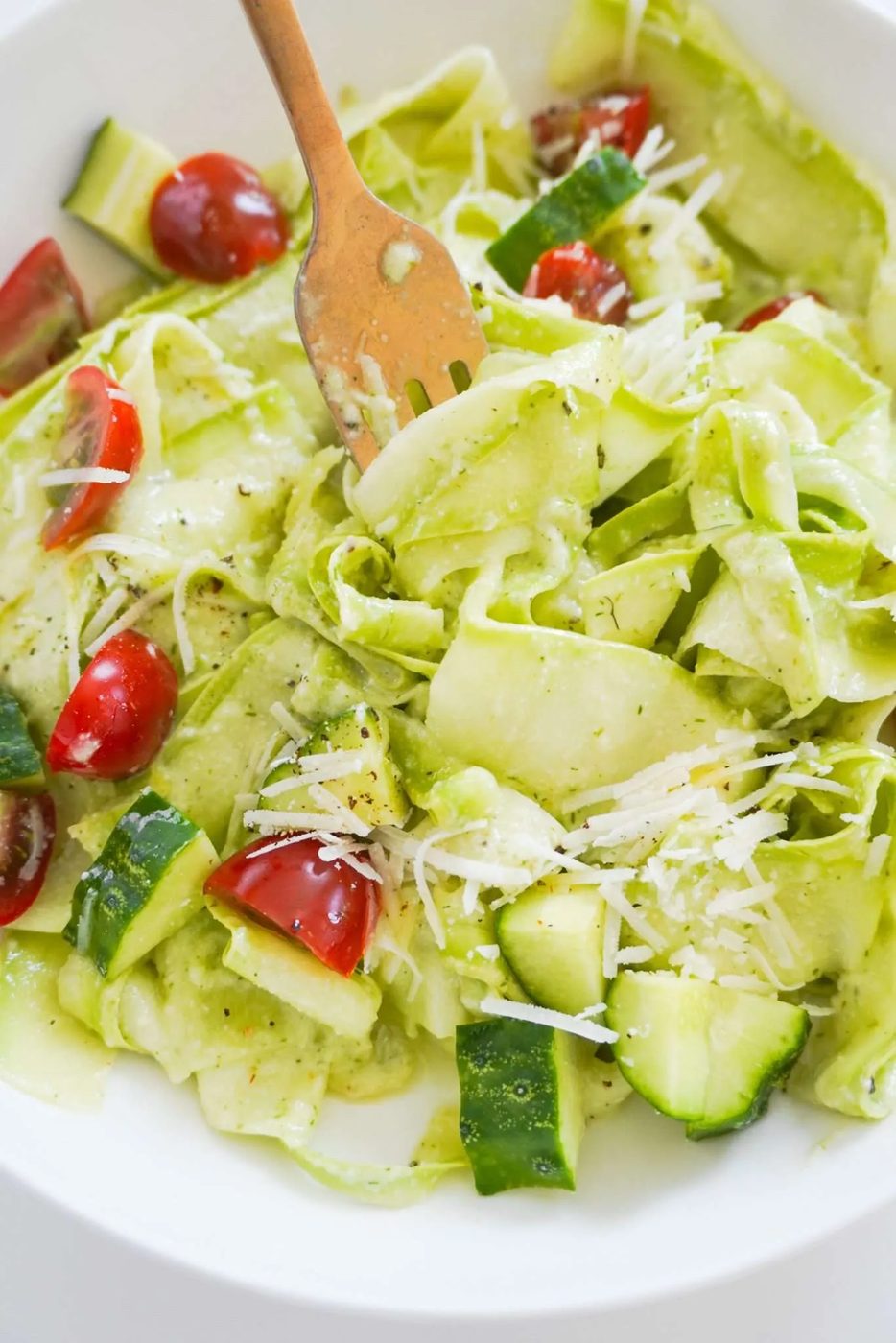 Keep your blood sugar stable and your taste buds happy after lunch or dinner with this simple Parmesan zucchini pasta salad!