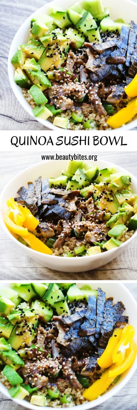 Quinoa sushi bowl, vegan