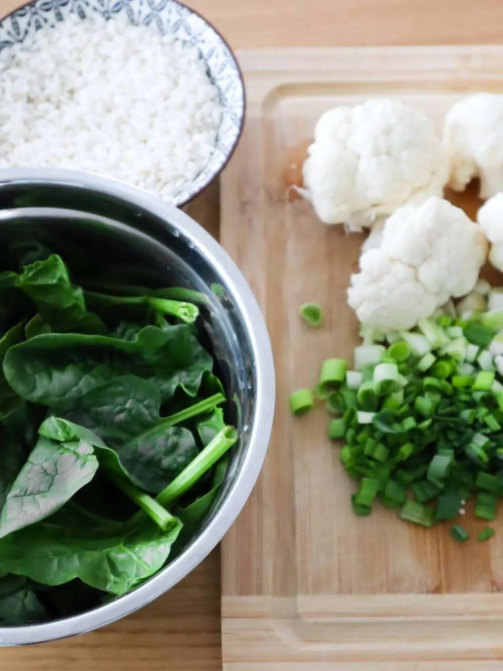 Salmon spinach and rice