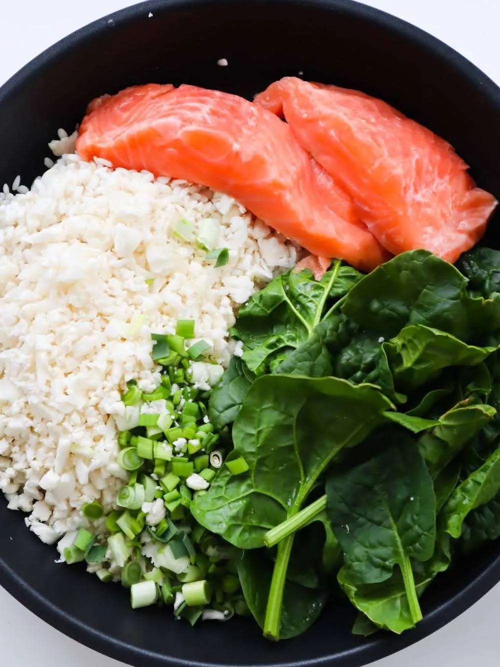 Salmon spinach and rice