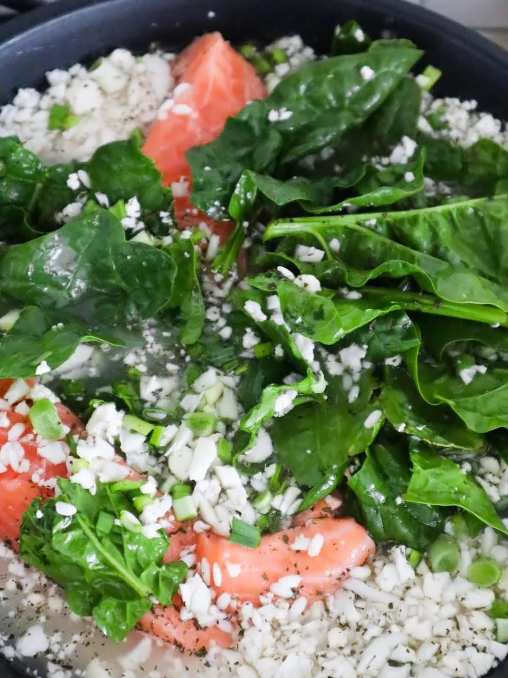 Salmon spinach and rice