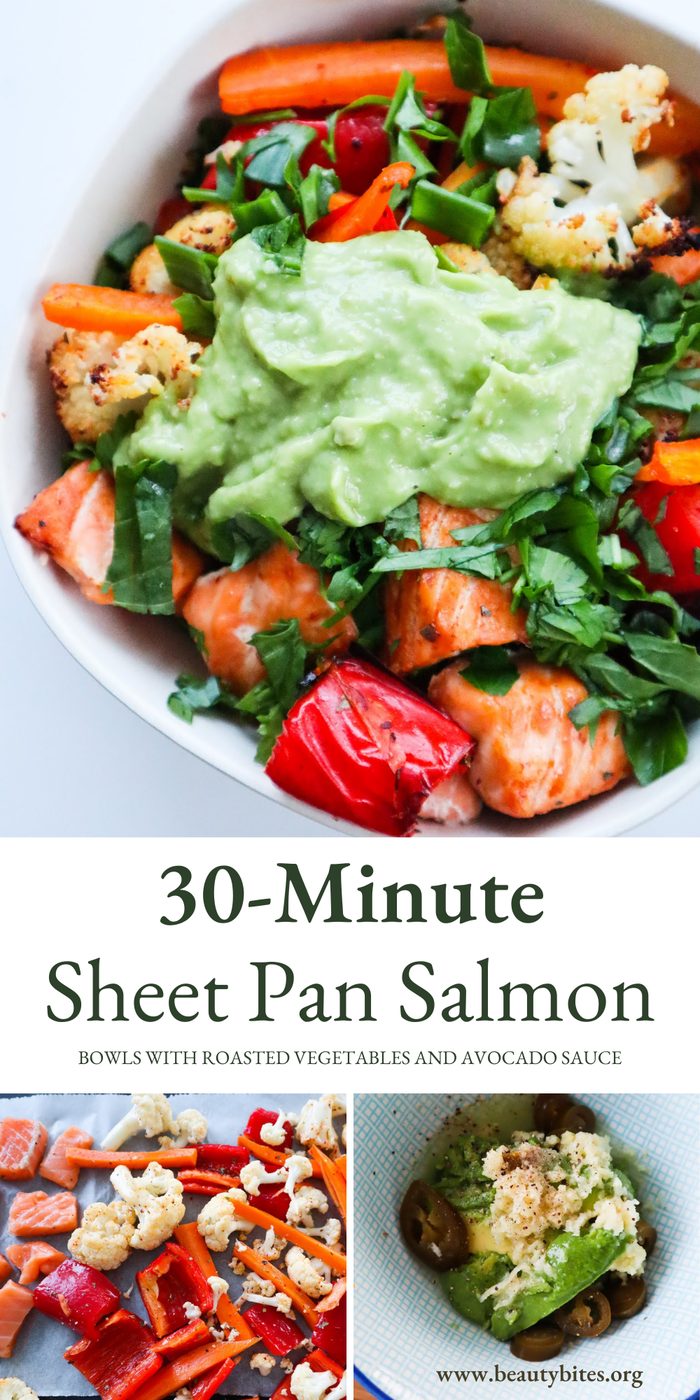 Sheet pan salmon bowls